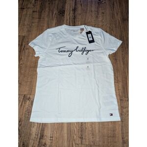 Tommy Adaptive Hilfiger Logo T-Shirt Size Medium White